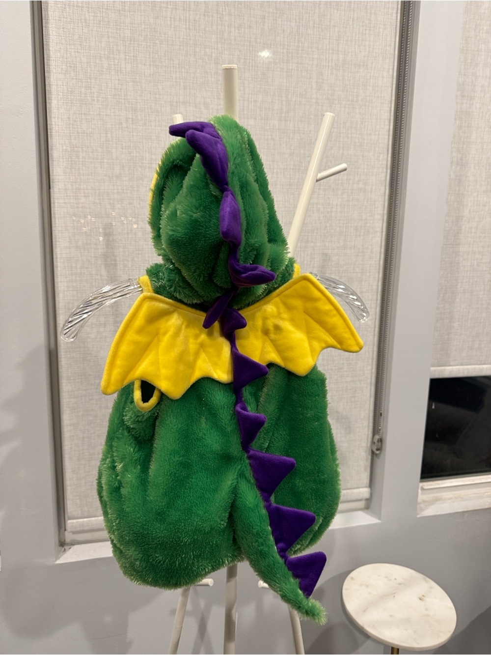 Spooky Nights Kids Plush baby dragon Costume Hooded - Green & Yellow. 18 Months